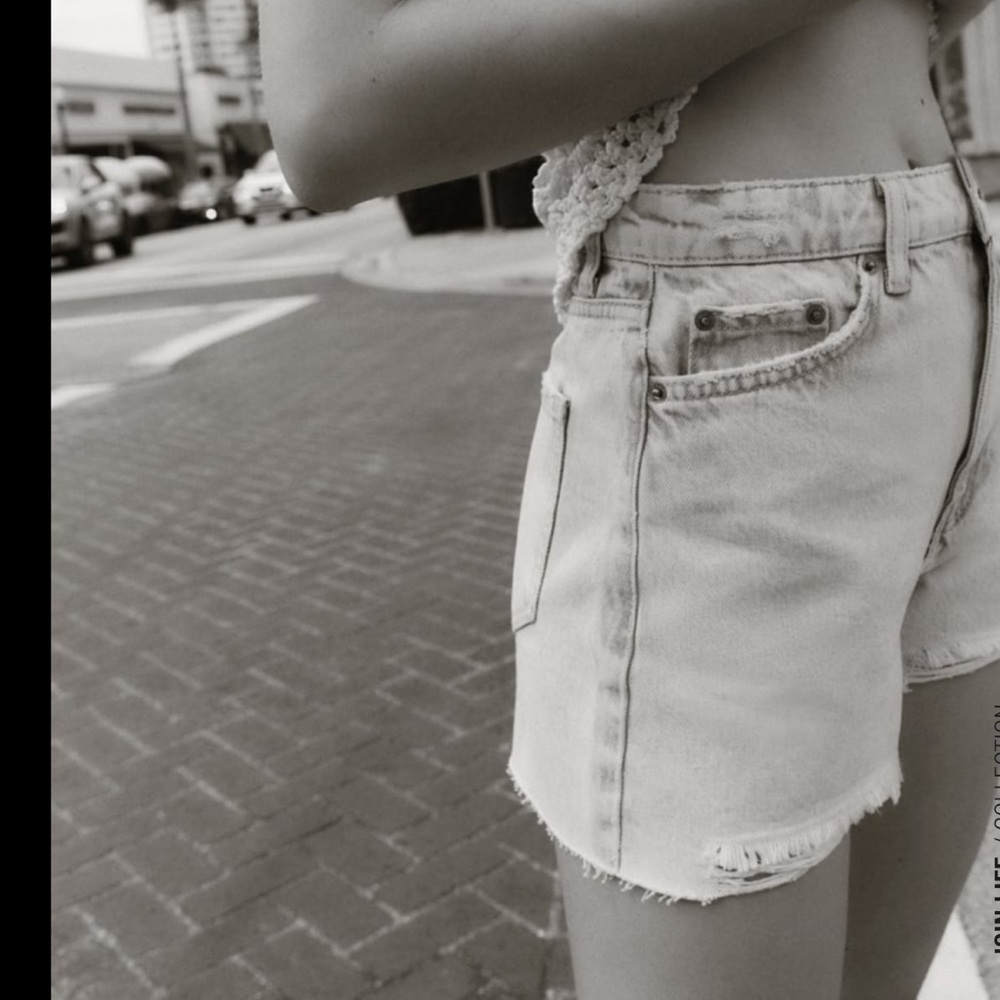 Women's Light Blue Denim Shorts - Picture 4 of 12